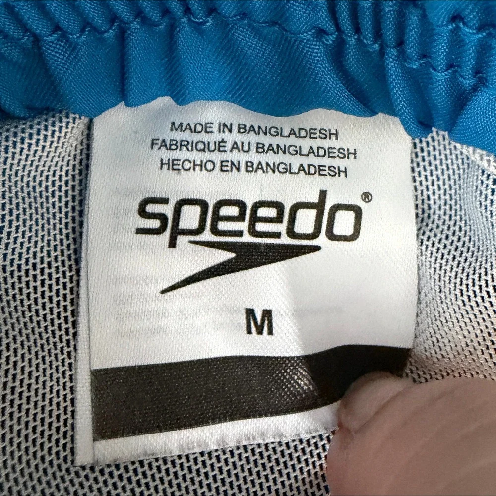 Speedo‎ Men Blue Athletic Swim Trunks Size M Lined Drawstring Summer Swim Beach